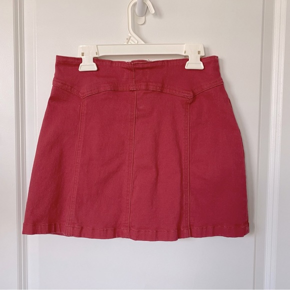 Nantucket Red Forever 21 Button Front Mini Skirt, Size 26 - Picture 3 of 4